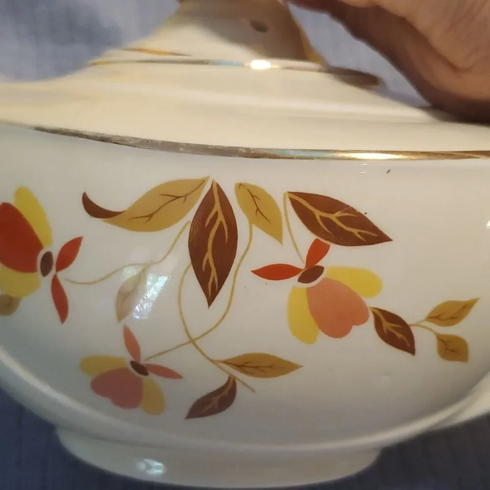 VTG Hall Jewel Tea Autumn Leaf Aladdin Teapot & Lid Mary Dunbar MCM